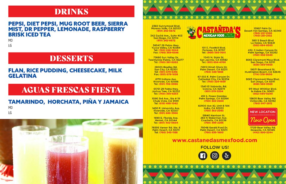 Restaurant menu showing regional Mexican fast food.