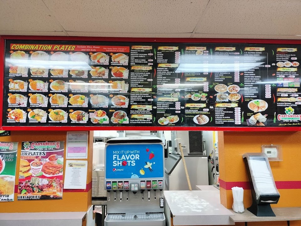 Restaurant menu showing regional Mexican fast food.